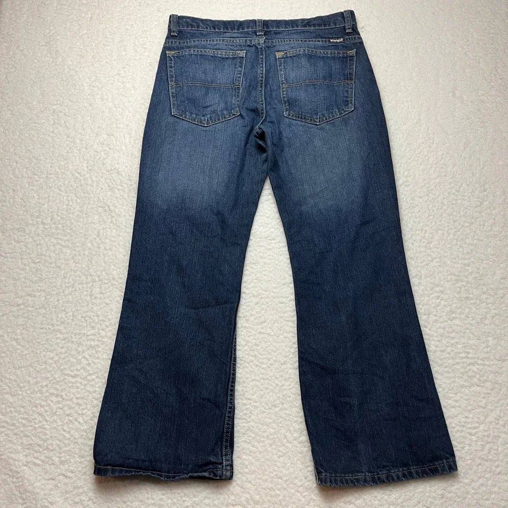 Wrangler Boys Blue Denim Jeans Size 16 Husky Bootcut 6BRHWFN Dark Wash‎ Mens